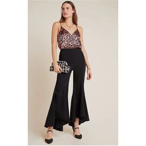 Anthropologie Boho Business Casual Black Flare Pants Trousers Size 4